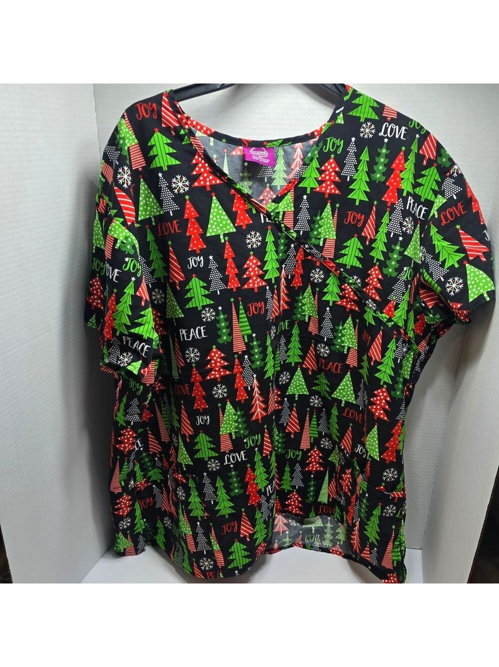 Joyful Holiday Women's Short Sleeve Scrub Top